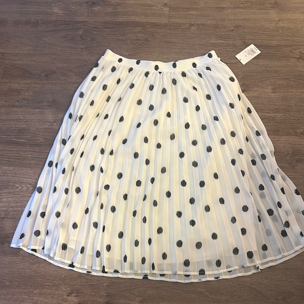A New Day Black and White Polka Dot Midi Skirt